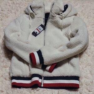 Tommy hilfiger Cream High Collar Zip-Up fleece Jacket
